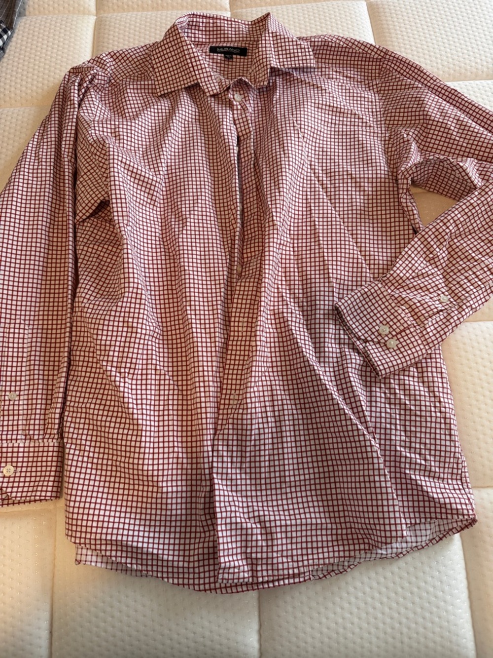 Murano Red and White Windowpane Dress Shirt